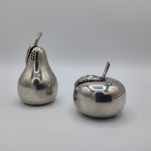 kirk stieff Other - Vintage Pewter MCM Kirk Stuff Pear And Apple Salt And Pepper Shakers EVC